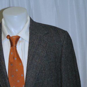 Polo Ralph Lauren Vintage USA Made Gray Herringbone Tweed Two Button Blazer 46R